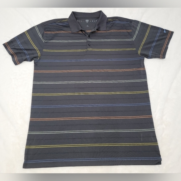 Nike Other - Nike Men's Polo Shirt - Dark Gray with Colorful Stripes